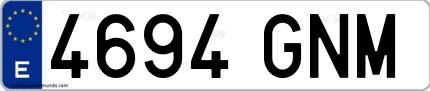 Ejemplo de matrícula española 4694 GNM