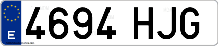 Ejemplo de matrícula de coche ordinaria 4694 HJG