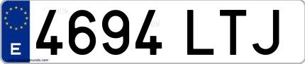 Ejemplo de matrícula española 4694 LTJ
