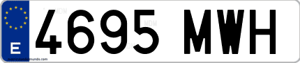 Ejemplo de matrícula de coche ordinaria 4695 MWH