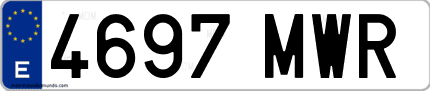 Ejemplo de matrícula de coche ordinaria 4697 MWR