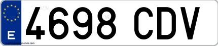 Ejemplo de matrícula española 4698 CDV