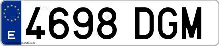 Ejemplo de matrícula española 4698 DGM