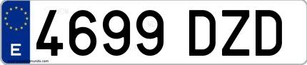 Ejemplo de matrícula española 4699 DZD