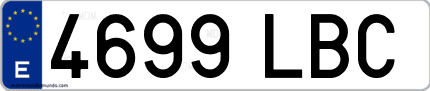 Ejemplo de matrícula de coche ordinaria 4699 LBC