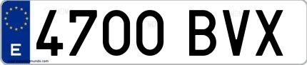 Ejemplo de matrícula española 4700 BVX