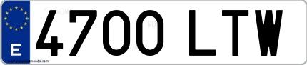 Ejemplo de matrícula española 4700 LTW