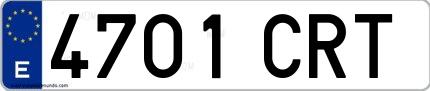 Ejemplo de matrícula española 4701 CRT