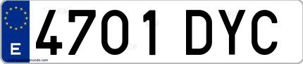 Ejemplo de matrícula española 4701 DYC