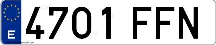 Ejemplo de matrícula española 4701 FFN