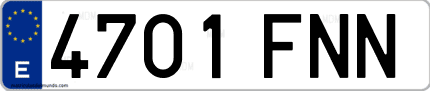 Ejemplo de matrícula de coche ordinaria 4701 FNN