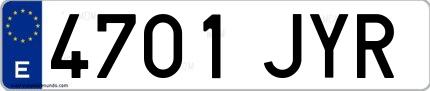 Ejemplo de matrícula española 4701 JYR
