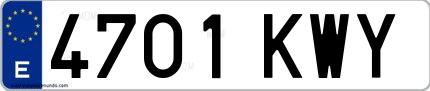 Ejemplo de matrícula española 4701 KWY
