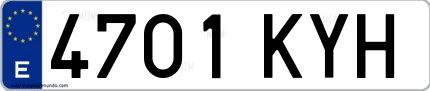Ejemplo de matrícula española 4701 KYH