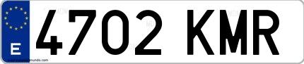 Ejemplo de matrícula española 4702 KMR