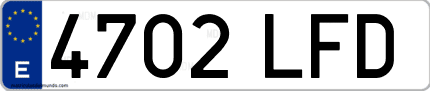 Ejemplo de matrícula de coche ordinaria 4702 LFD