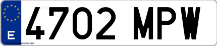 Ejemplo de matrícula de coche ordinaria 4702 MPW