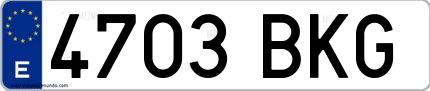 Ejemplo de matrícula española 4703 BKG