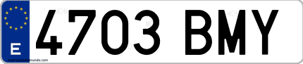 Ejemplo de matrícula de coche ordinaria 4703 BMY