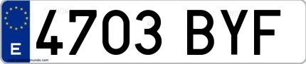 Ejemplo de matrícula española 4703 BYF