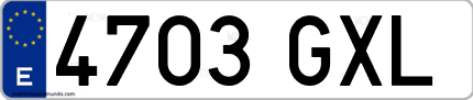 Ejemplo de matrícula de coche ordinaria 4703 GXL