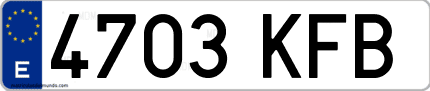Ejemplo de matrícula de coche ordinaria 4703 KFB