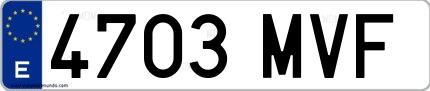 Ejemplo de matrícula española 4703 MVF