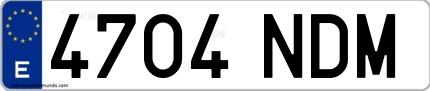 Ejemplo de matrícula española 4704 NDM