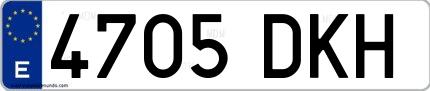 Ejemplo de matrícula española 4705 DKH
