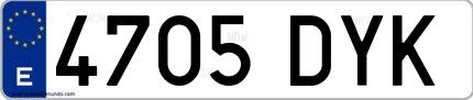 Ejemplo de matrícula española 4705 DYK