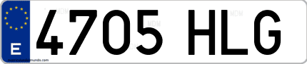 Ejemplo de matrícula de coche ordinaria 4705 HLG