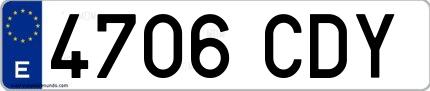 Ejemplo de matrícula española 4706 CDY