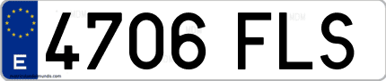 Ejemplo de matrícula de coche ordinaria 4706 FLS