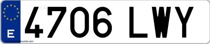 Ejemplo de matrícula española 4706 LWY