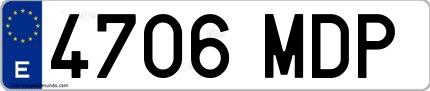 Ejemplo de matrícula española 4706 MDP