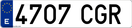 Ejemplo de matrícula de coche ordinaria 4707 CGR