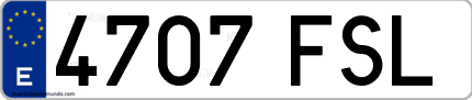 Ejemplo de matrícula de coche ordinaria 4707 FSL