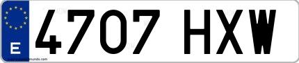 Ejemplo de matrícula española 4707 HXW