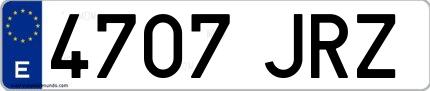 Ejemplo de matrícula española 4707 JRZ