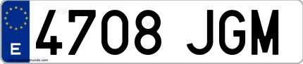 Ejemplo de matrícula española 4708 JGM