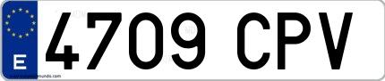 Ejemplo de matrícula española 4709 CPV