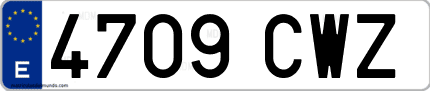 Ejemplo de matrícula de coche ordinaria 4709 CWZ