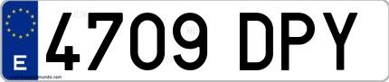 Ejemplo de matrícula española 4709 DPY