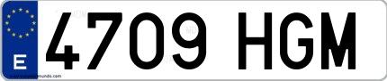 Ejemplo de matrícula española 4709 HGM