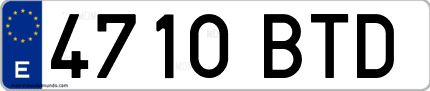 Ejemplo de matrícula de coche ordinaria 4710 BTD