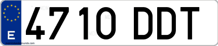 Ejemplo de matrícula de coche ordinaria 4710 DDT