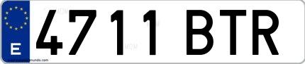Ejemplo de matrícula española 4711 BTR
