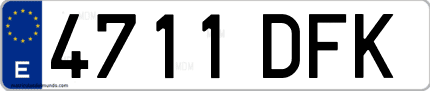 Ejemplo de matrícula de coche ordinaria 4711 DFK