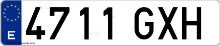 Ejemplo de matrícula de coche ordinaria 4711 GXH