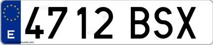 Ejemplo de matrícula española 4712 BSX